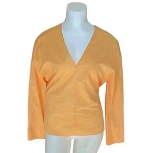 Vince cutout shirred blouse in tangelo sz XS